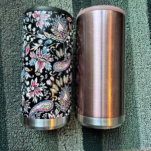 Set of 2 Maars Floral and Metallic Koozie Can Cooler Tumblers